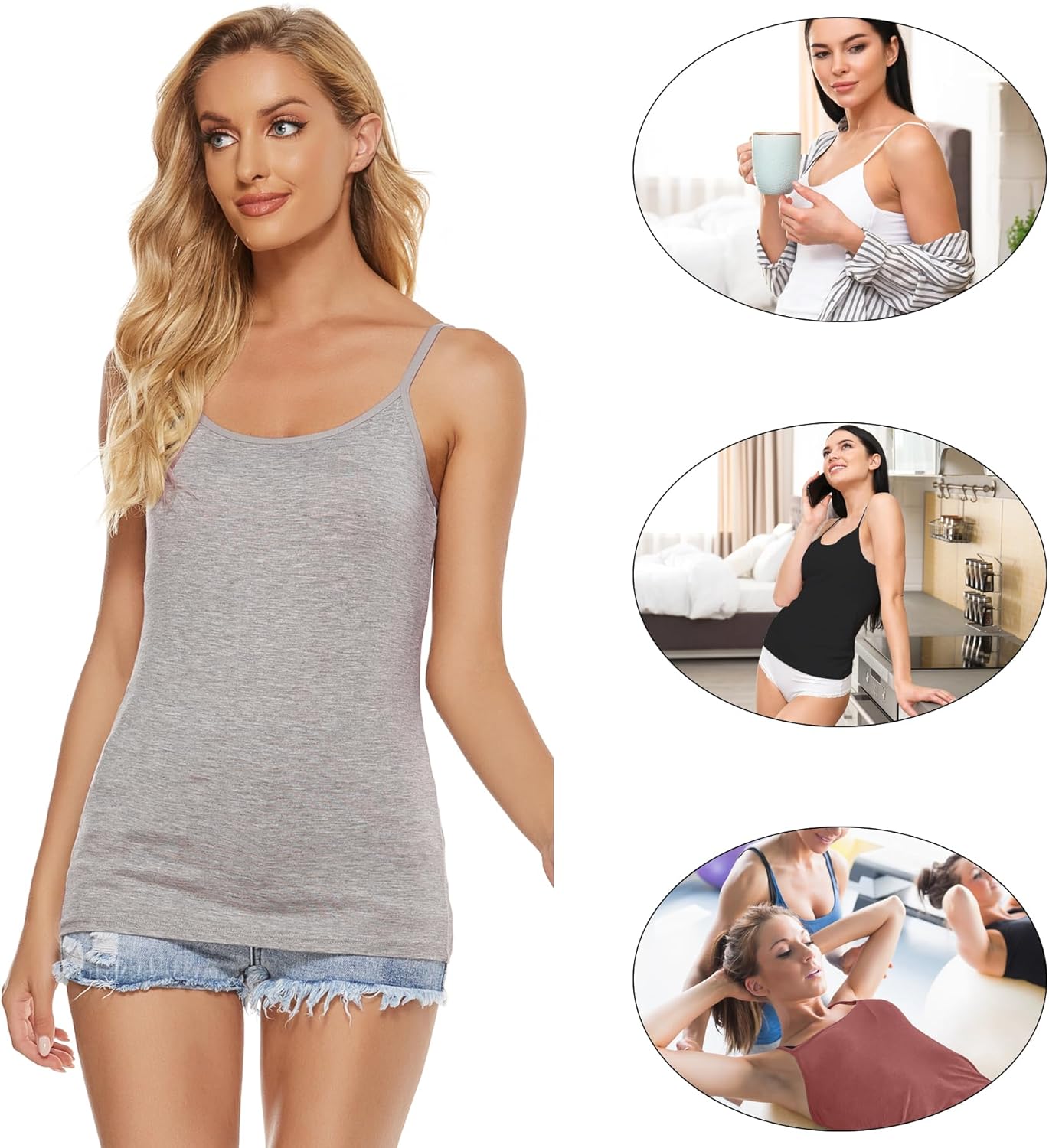 BQTQ 6 Pcs Women's Camisole Tops Undershirts Adjustable Spaghetti Strap Tank Top - Image 5