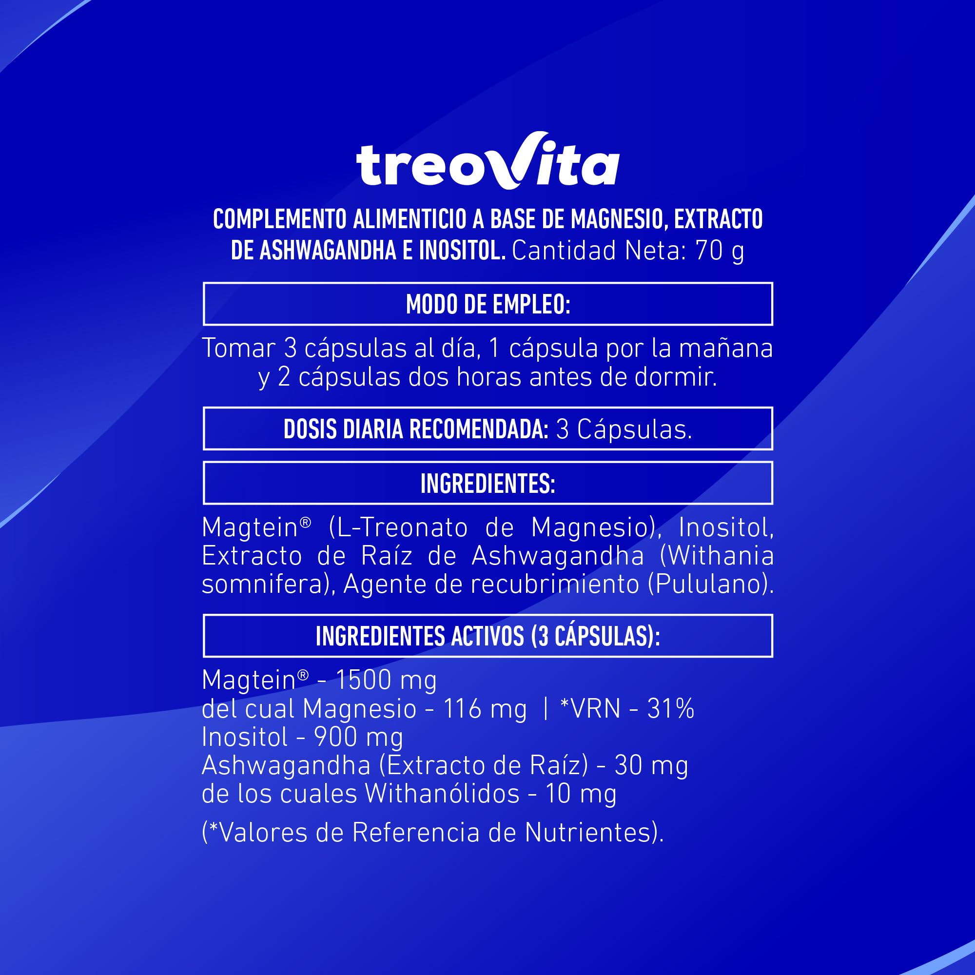 Treonato de Magnesio Magtein® 1500 mg, con Ashwagandha concentrada a 10 mg de Withanólidos e Inositol 900 mg – Fórmula para el bienestar mental y el equilibrio diario – 90 Cápsulas sin aditivos