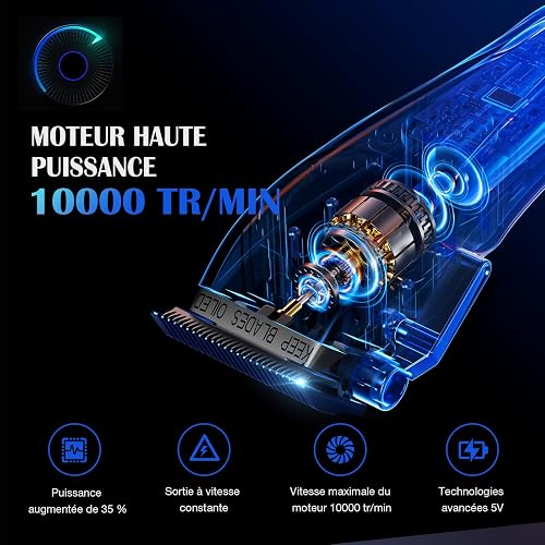 SUPRENT Men's Professional Hair Trimmer - Titanium-Coated Fade Blade, Adjustable Zero-Gap T-Blade, 5 Length Levels, Magnetic Guide Combs, 2500 mAh Battery & Type-C Charging Station - 2