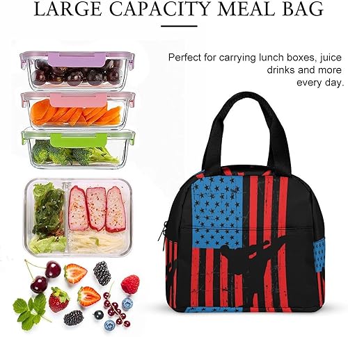 Miniatura 7 de Lonchera de Taekwondo con la bandera de Estados Unidos para mujeres y hombres, bolsa de almuerzo aislada, reutilizable, bolsa de almuerzo