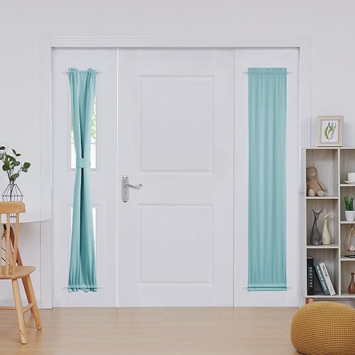 Miniatura 267 de Deconovo Cortina opaca de Navidad para puertas de vidrio y luces laterales, panel de privacidad con aislamiento térmico con doble bolsillo para