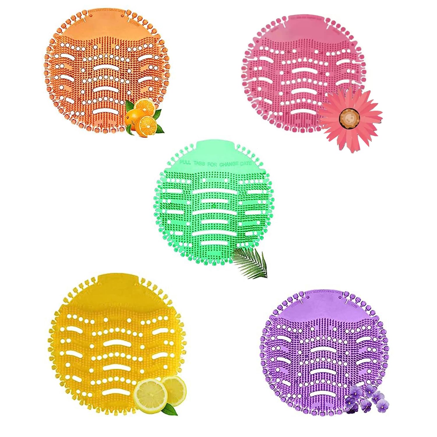 HOPz Urinal Screen Fresh Scented Anti-Splash Toilet Mat Bathroom Deodorizer Spatter with Air Freshener for Restroom (Multicolor, Pine Lemon-Orange-Pine-Natural Breeze-Lemon Fragrance) (Multi, 5) (B0CF1GMP79) Amazon Price History, Amazon Price Tracker