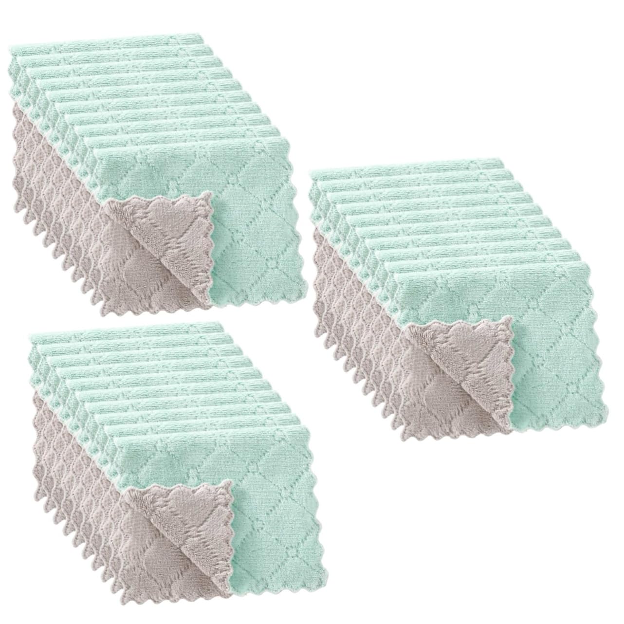Healeved 60 Piezas Paquete de Paños de Cocina Absorbentes y Duraderos para Limpieza de Utensilios de Cocina Multiusos y para Hogar Verde y Gris