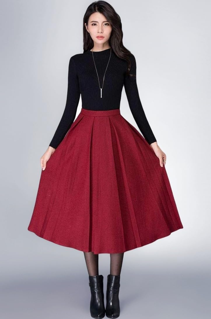 Red Color Skirt with Black Skirt for Women and Girl
