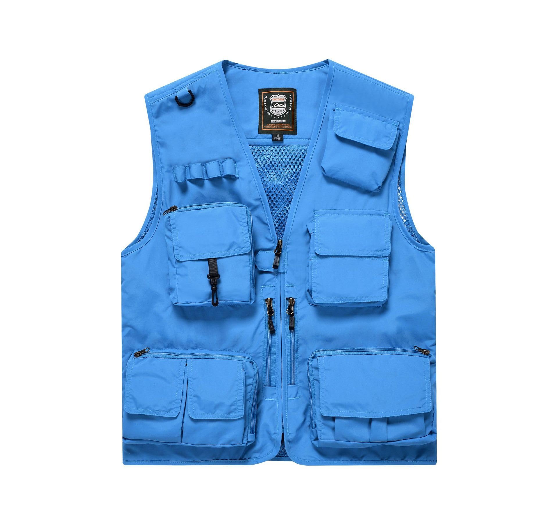Gilet da pesca Gilet da lavoro all'aperto Hbufnha Unisex Caccia Viaggio Fotografia Safari Gilet Con Multi Tasche, 2 # blu cielo, XX-Large