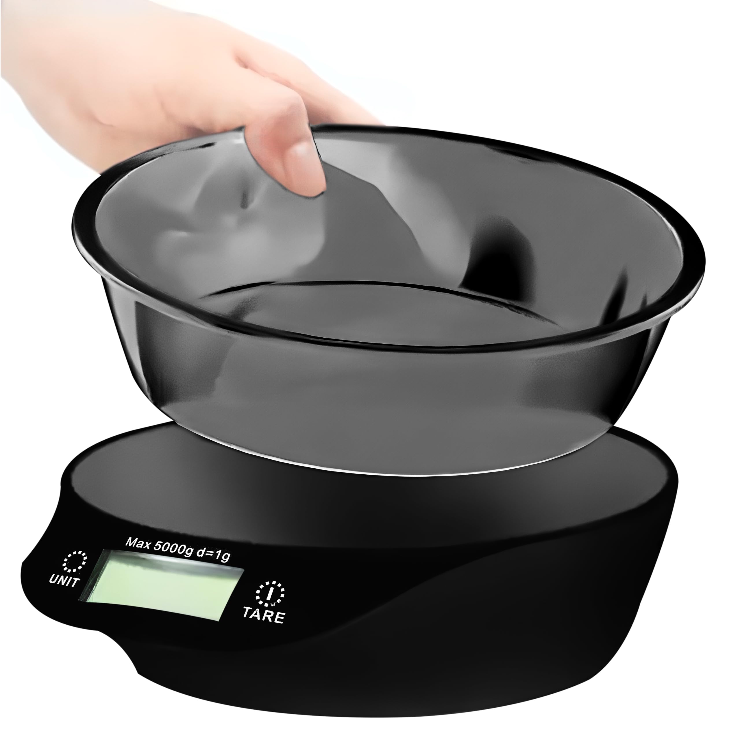 Bilancia Da Cucina Digitale Con Ciotola - Fino A 5kg, Display LCD, Funzione Tara, Nero - Foto 12