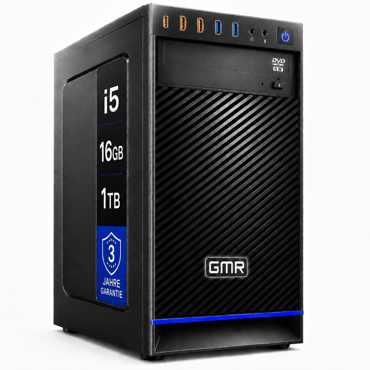 GMR Business PC für Büro, Homeoffice und Unternehmen | Bürocomputer mit Intel Core i5 | 16 GB RAM | 1 TB SSD | Windows 11 Pro | WLAN & Bluetooth | 3 Jahre Garantie