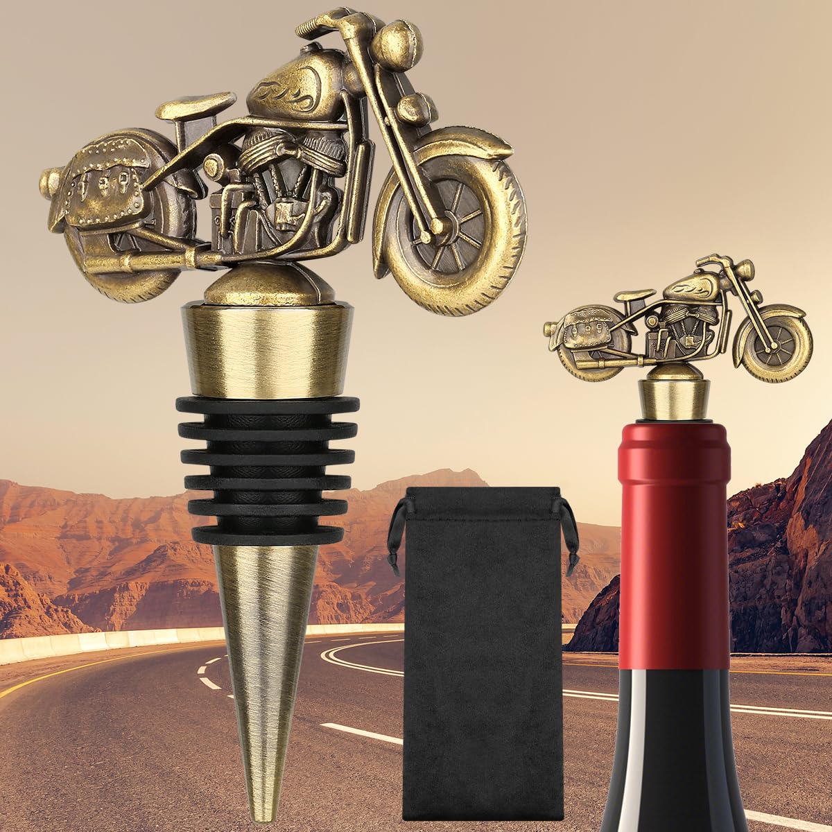 Bouchon De Vin Tête De Cheval Doré - Cadeau Original Avec Boîte Et Carte