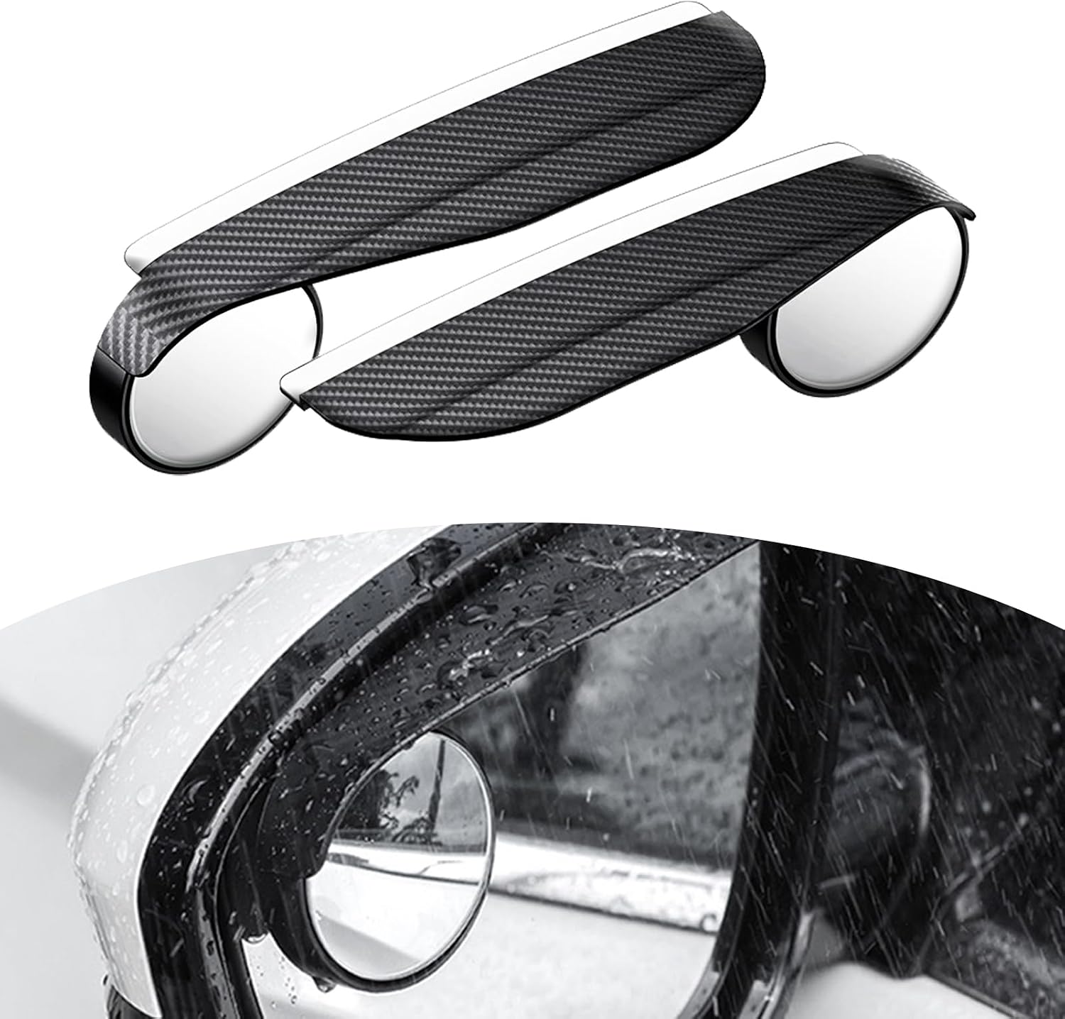 Car Blind Spot Mirror with Side Mirror Rain Guard, 2-in-1 Multifunctional Car Blind Spot Rear View Mirrors Rain Shield Eyebrow for Clearer Driving Expanded Vision, Universal Exterior Accessories