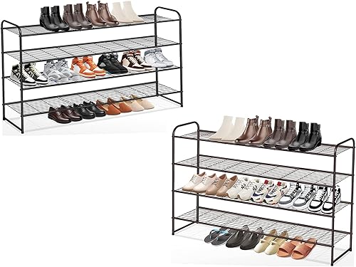 Miniatura 1 de KEETDY Zapatero largo de 4 niveles y zapatero largo de 4 niveles para entrada de armario