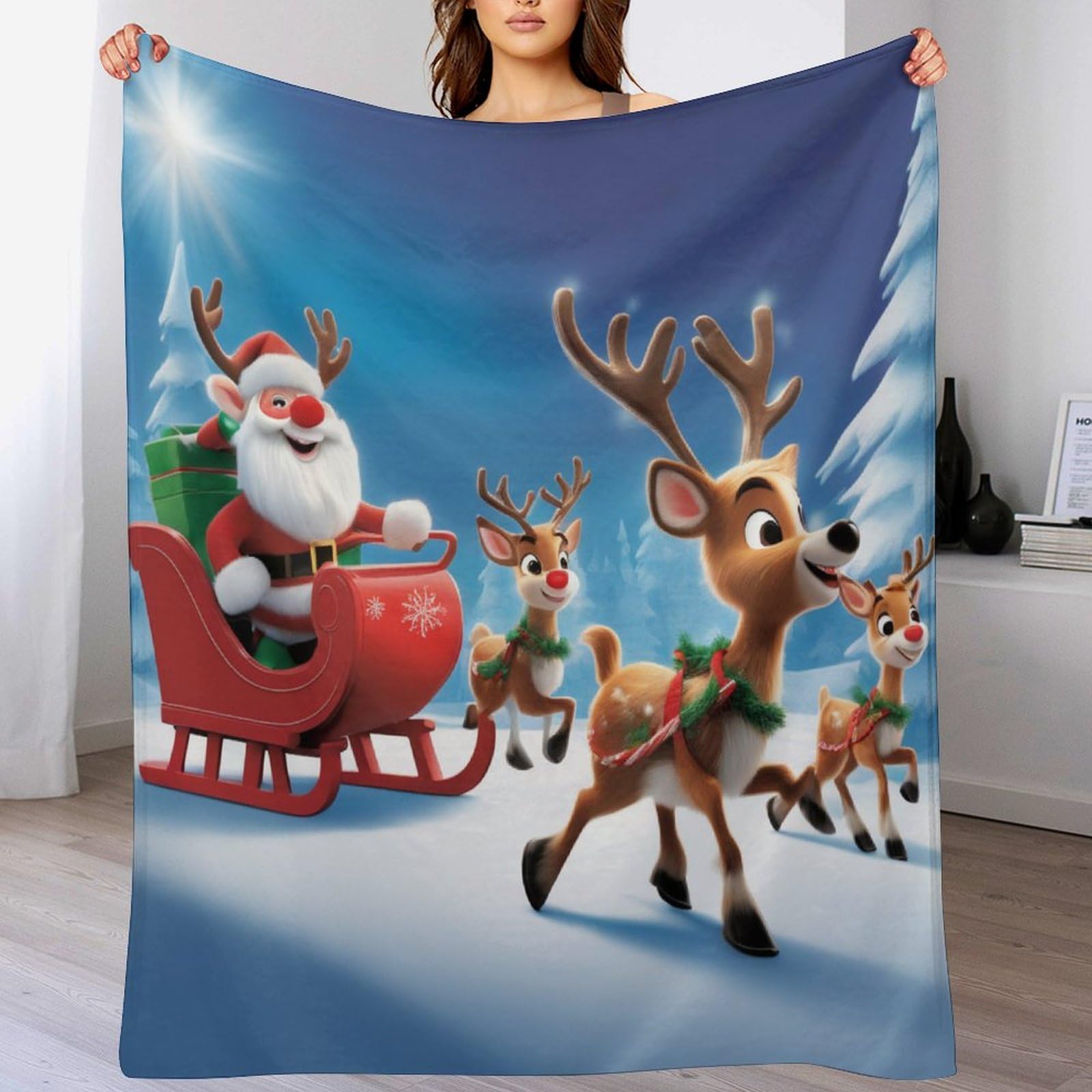 Couverture Polaire Père Noël 130x150cm pour Canapé et Lit