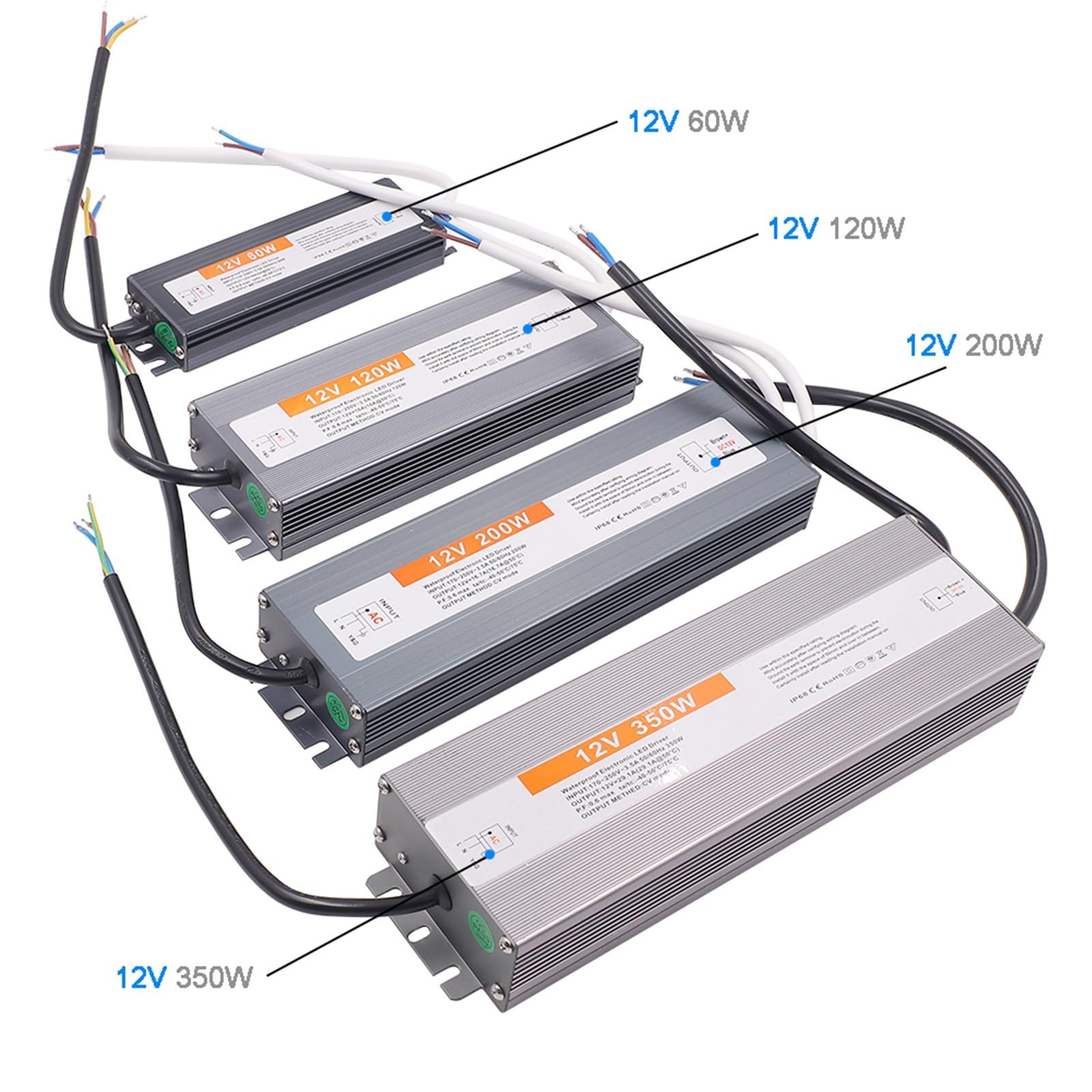 Alimentatore LED impermeabile AC 110V 220V a DC 12V 24V Trasformatore adattatore interruttore 60W 100W 150W 200W 300W 400W 500W(60W,12 V)