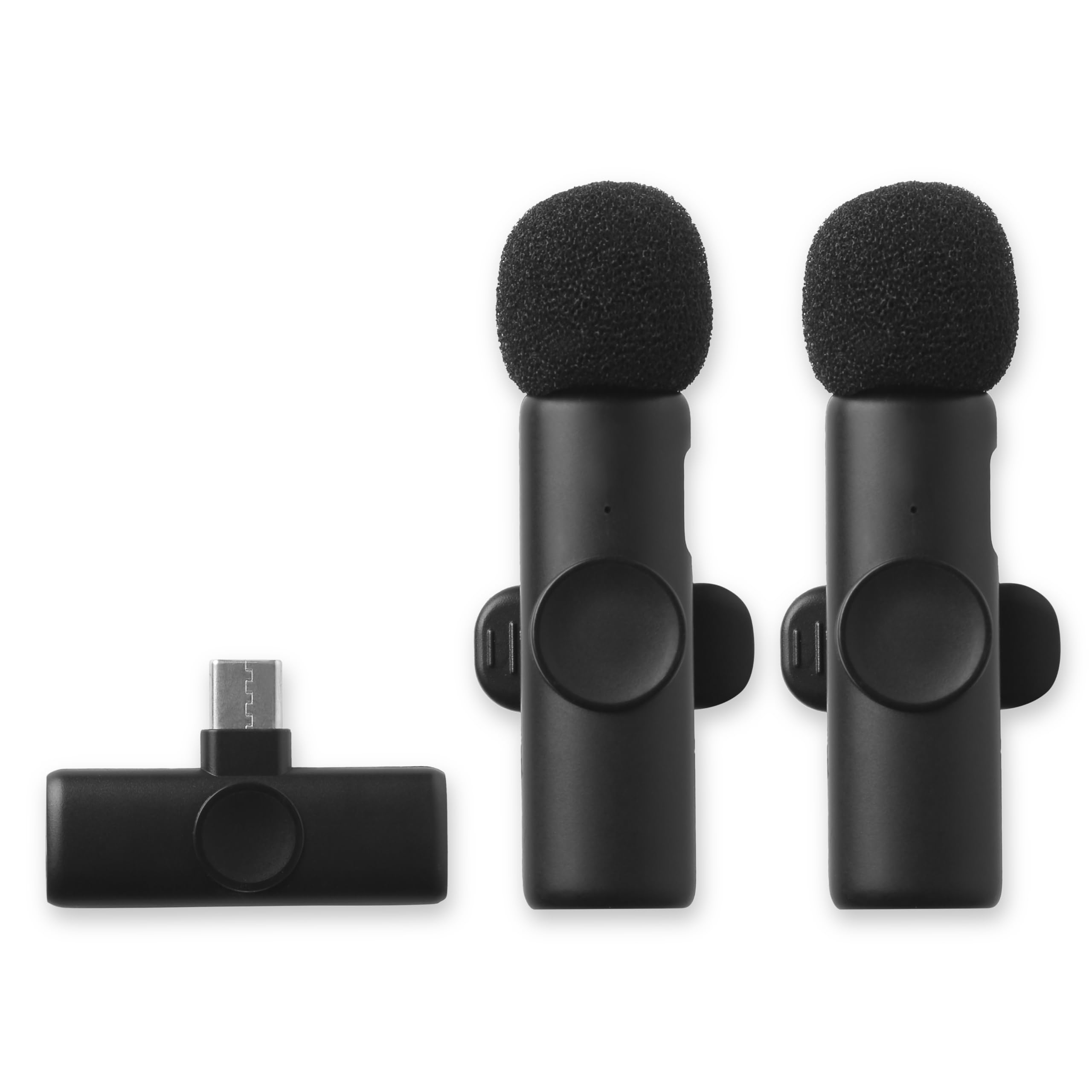 Juarez K11 Wireless Microphone 1-Drag-2 Mini Lavalier Mic – HD Voice, Noise Reduction, Dual Clip-On Mics for Mobile Phones, Vlogging, Interviews, YouTube & Audio/Video Recording-image-2
