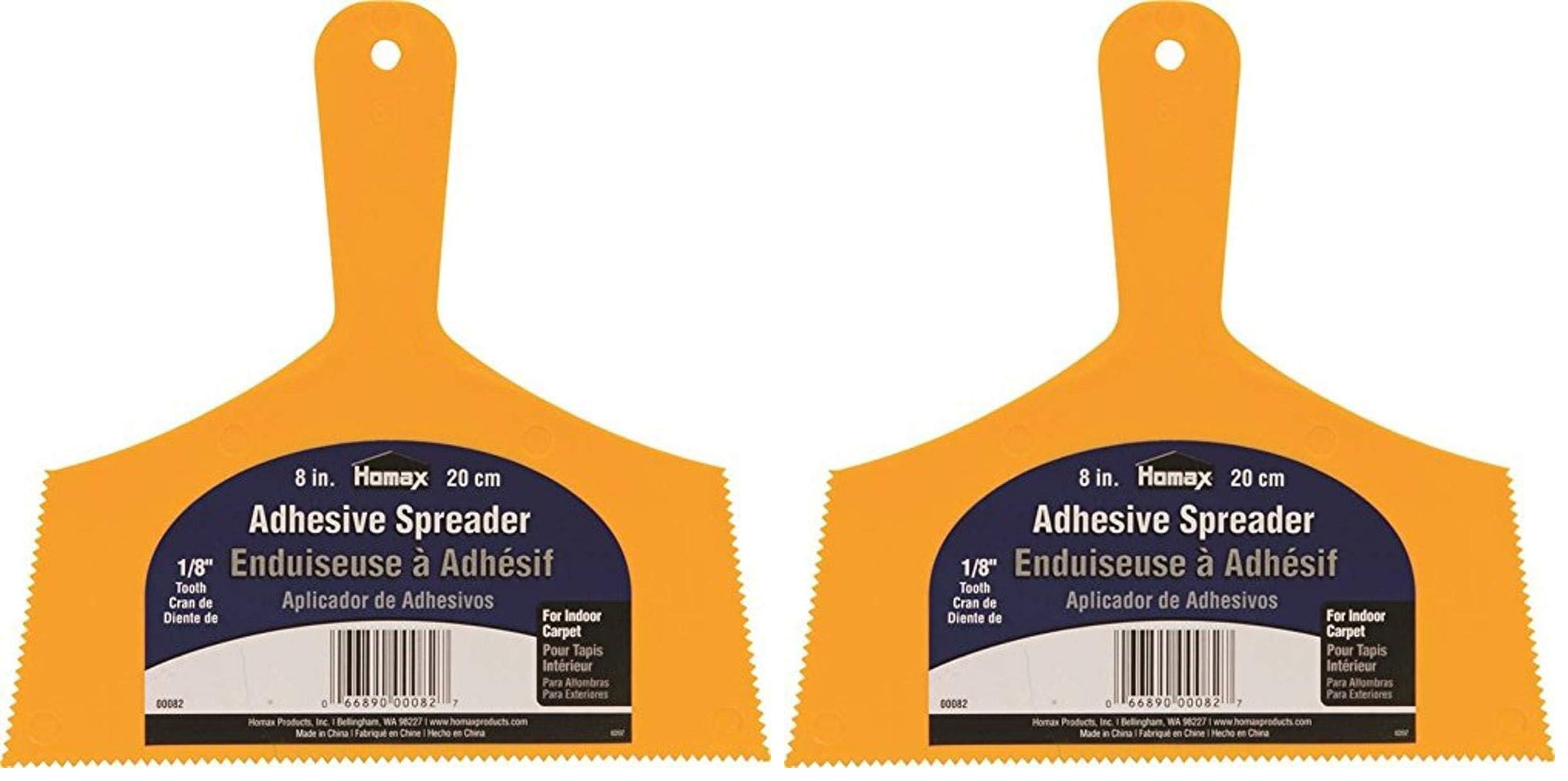 Homax Adhesive Spreader, Yellow, 8", 1/8" Tooth, Spreader for Indoor Carpet, 1 Count (Pack of 2)