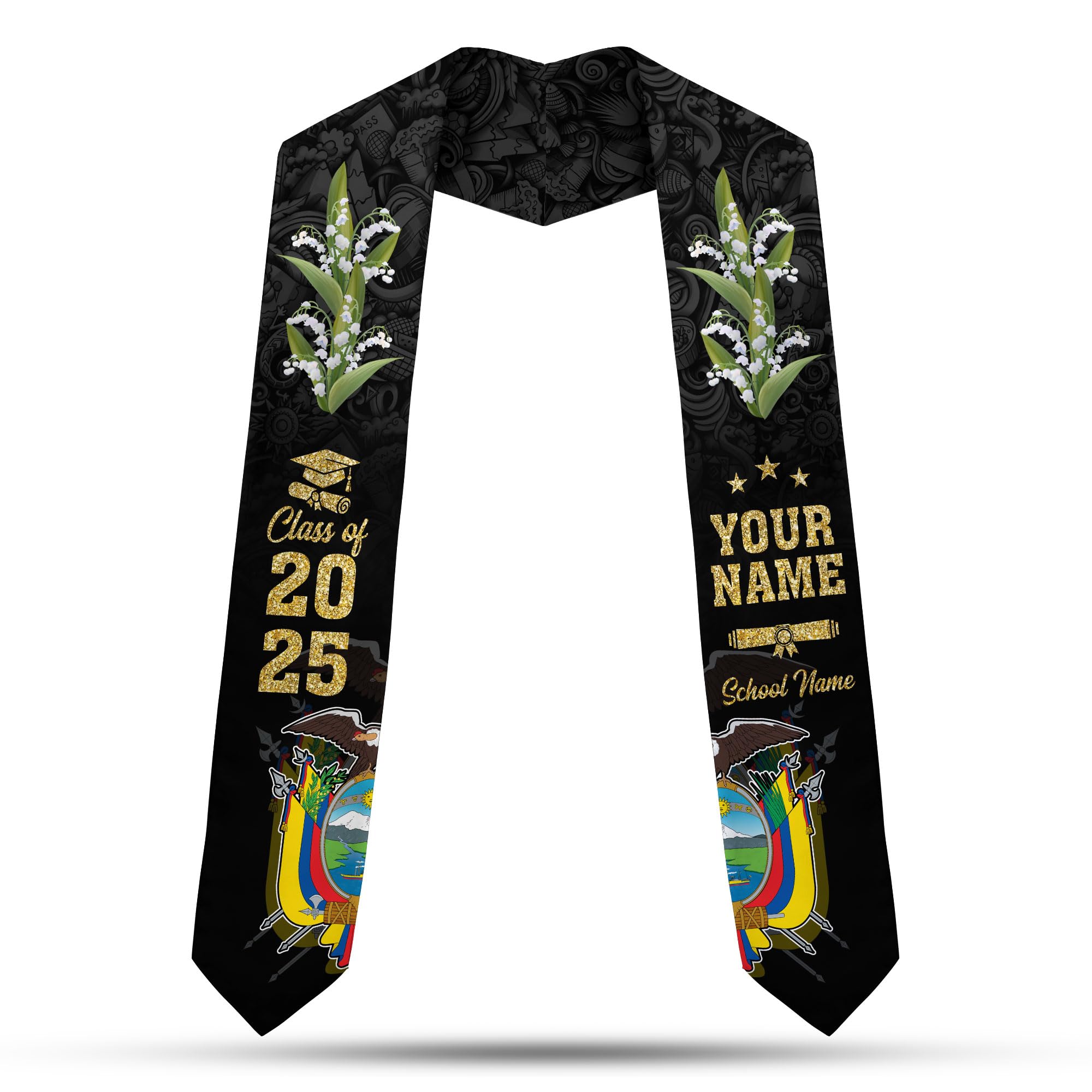 MonkeyVan Ecuadorians Graduation Sash Custom Ecuadorians American Flag Graduation Sash 2025 Ecuador Graduation Stole Ec5