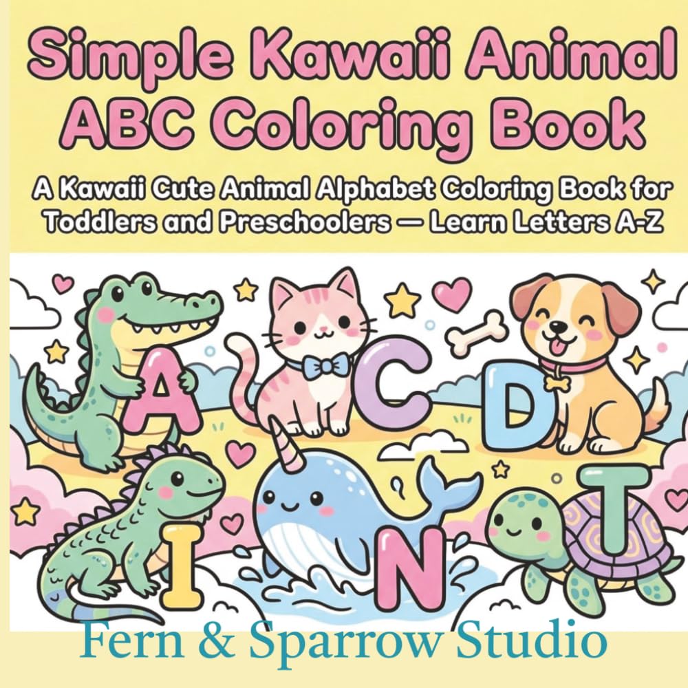 Simple Kawaii Animal ABC Coloring Book: A Kawaii Cute Animal ABC Alphabet Coloring Book For Toddlers and Preschoolers - Learn Letters A-Z