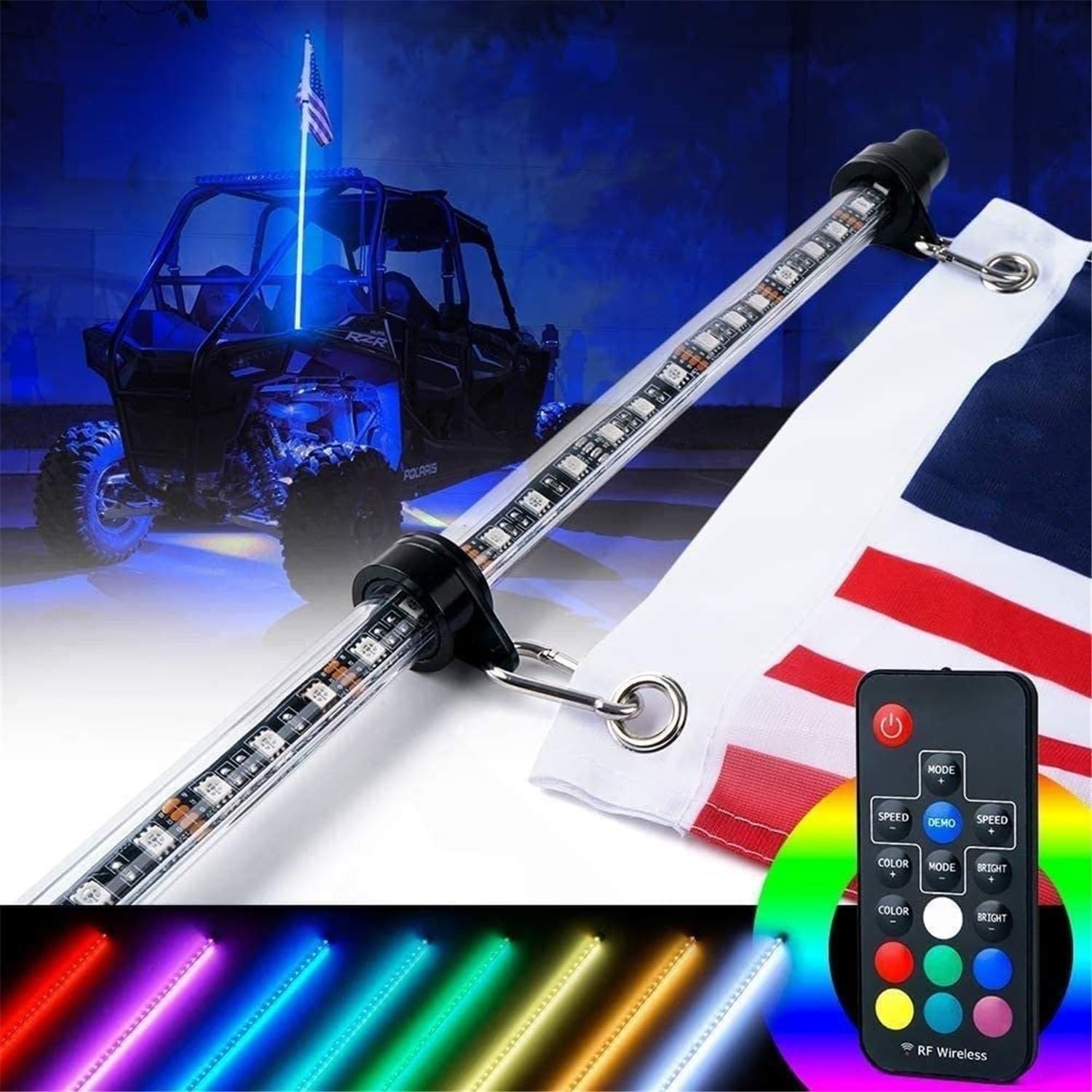 MaiBuL LNNW Luci a Frusta a LED 2 Pezzi for Veicoli Fuoristrada, luci a Frusta a LED a Spirale, Telecomando per SUV ATV UTV RZR Camion (Size : 3FT)