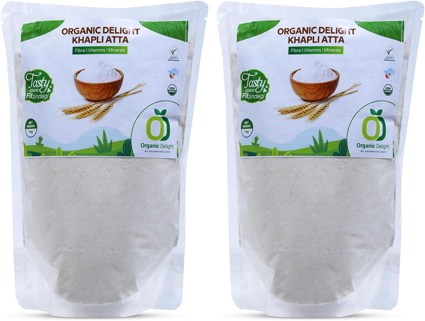 Organic Delight Khapli Wheat Flour 2 Kg High Fibre & Protein Stoneground Khapli Atta | Diabetic Free, Gluten Free, Easy To Digestion Whole Flour