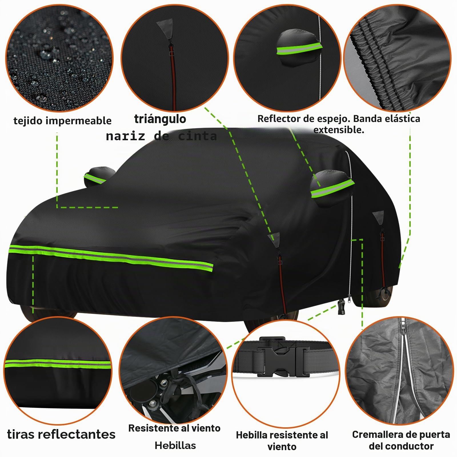 Funda Impermeable para Coche para Mercedes Benz Clase A 2012-2017, 6 Capas para Exteriores, Cubierta Completa para automóvil, protección contra el Sol, Lluvia, Rayos UV, Polvo, con Cremallera de