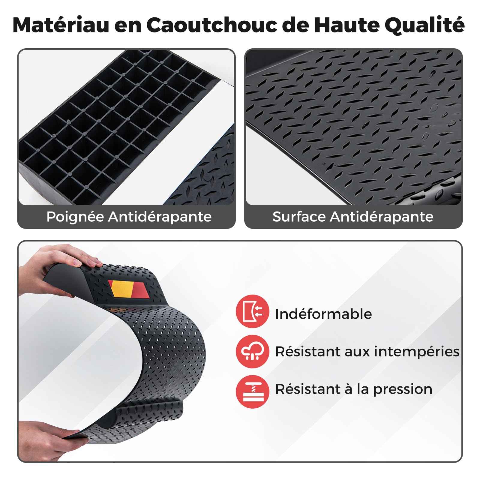 GYMAX Tapis de Stationnement de Voiture, Anti-Glissement et Anti-Recul, avec Bande Réfléchissante, pour Réparation de Voiture, 2 Méthodes de Montage Faciles