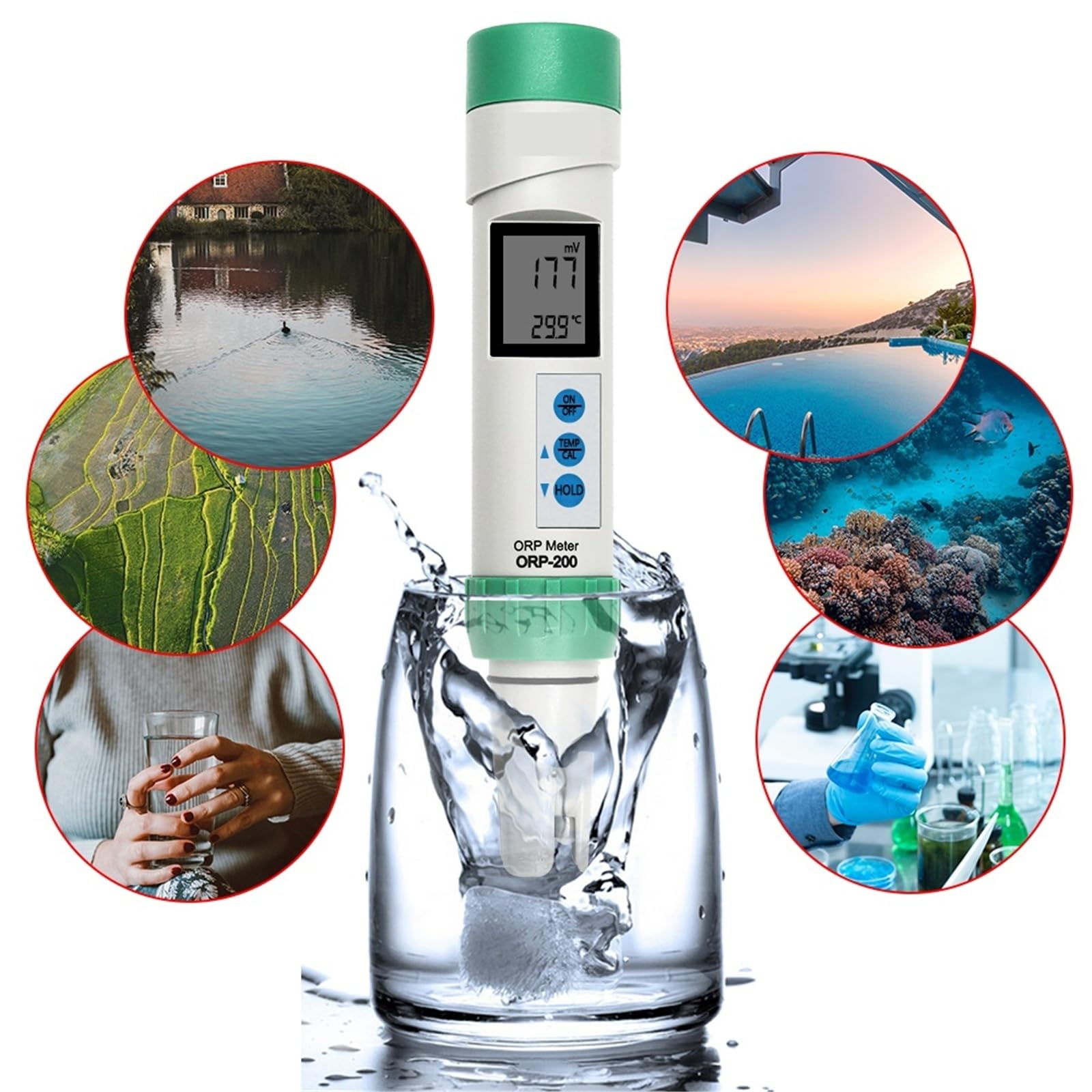 Medidor digital de ORP, pH y TDS, medidor temperatura, resistente al agua con calibración automática, portátil, COM-80/100/200/300/360, Monitor técnico