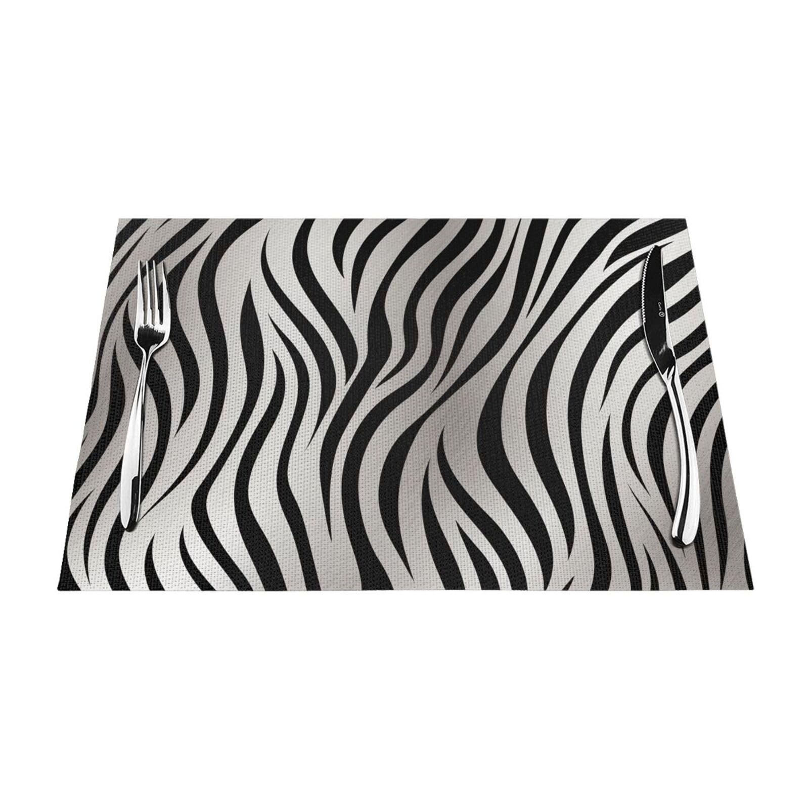 Zebra Print Printed PVC Placemat 1 PCS for Kitchen Dining Table Heat-resistand Washable Table Mats 18x12 in