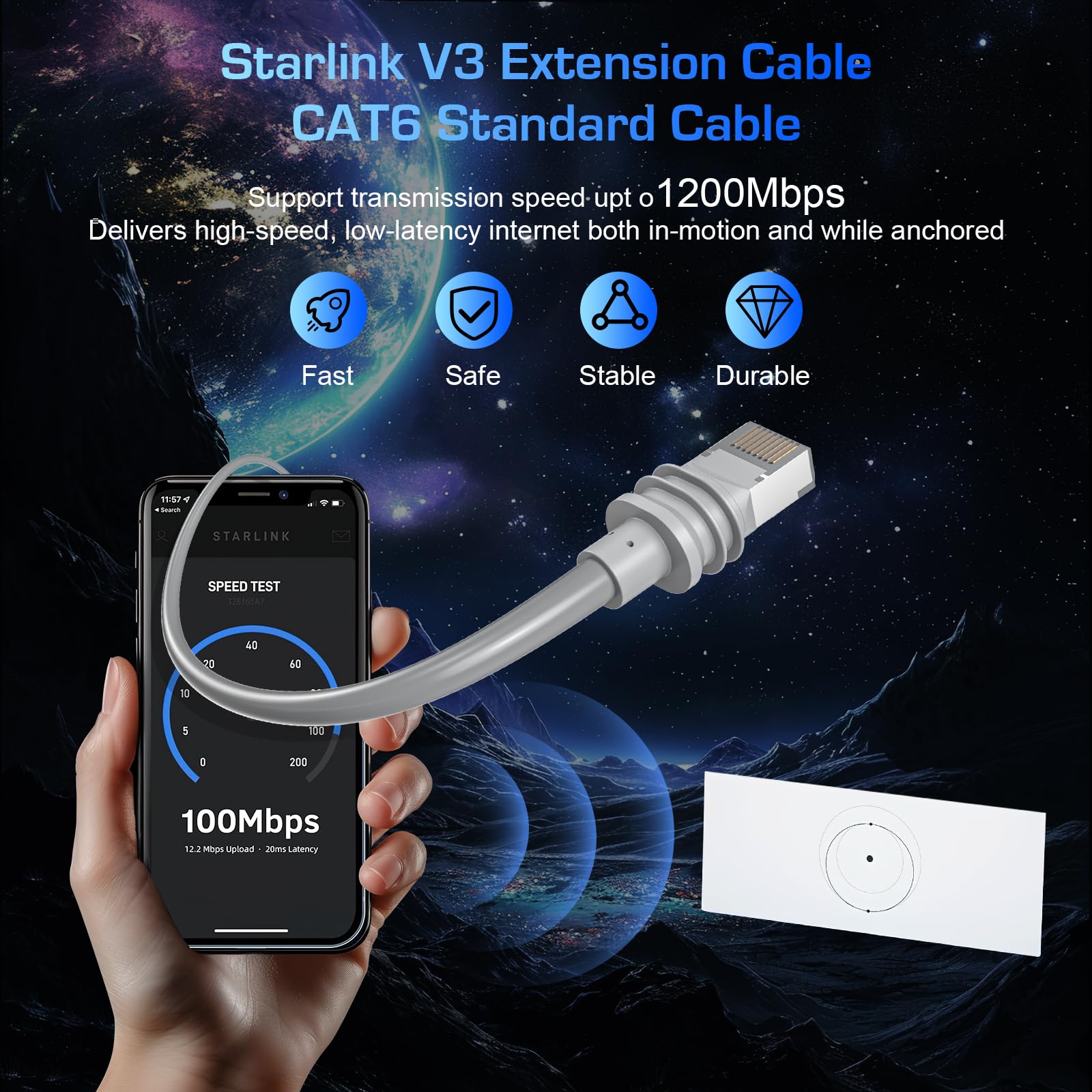 Starlink Gen 3 Kabel 30M,wasserdichte Starlink-Kabelverlängerung für