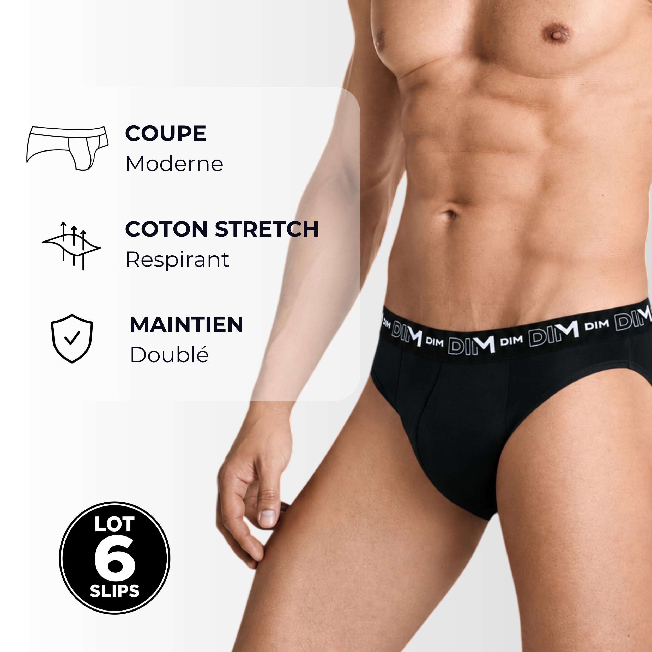 DIM Herren Slip 6er Pack | Bequeme Stretch-Baumwolle | Täglicher Halt | Ohne Etikett