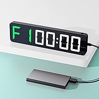 Vista 5 de Reloj de pared con pantalla LED grande de 15" para gimnasio Entrenamiento por intervalos Cuenta regresiva y progresiva Cronómetro 12 niveles