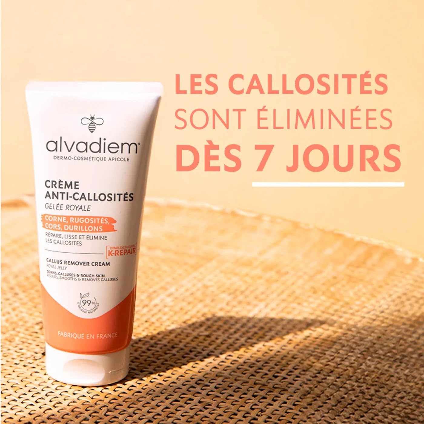 Alvadiem | Crème anti-callosités à la gelée royale | Soin Kératolytique Naturel Haute Tolérance | élimine les callosités | Hydrate & régénère la peau | Fabriqué en France | 75 ml