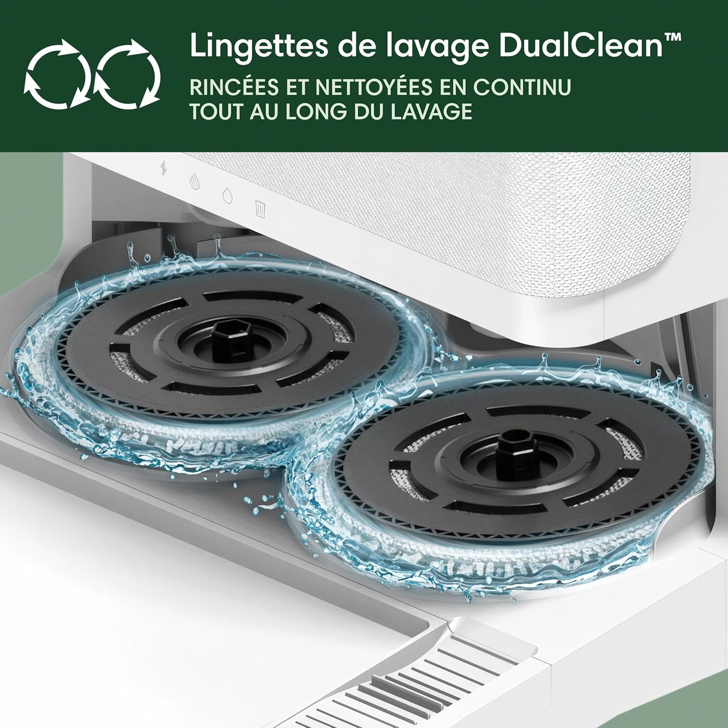 iRobot Roomba Plus 405 Combo Robot + AutoWash - Base Multifonction - Lavage et séchage des lingettes - LiDAR Clearview - 75 Jours d'autovidage - Double Lavage avec SmartScrub - Blanc
