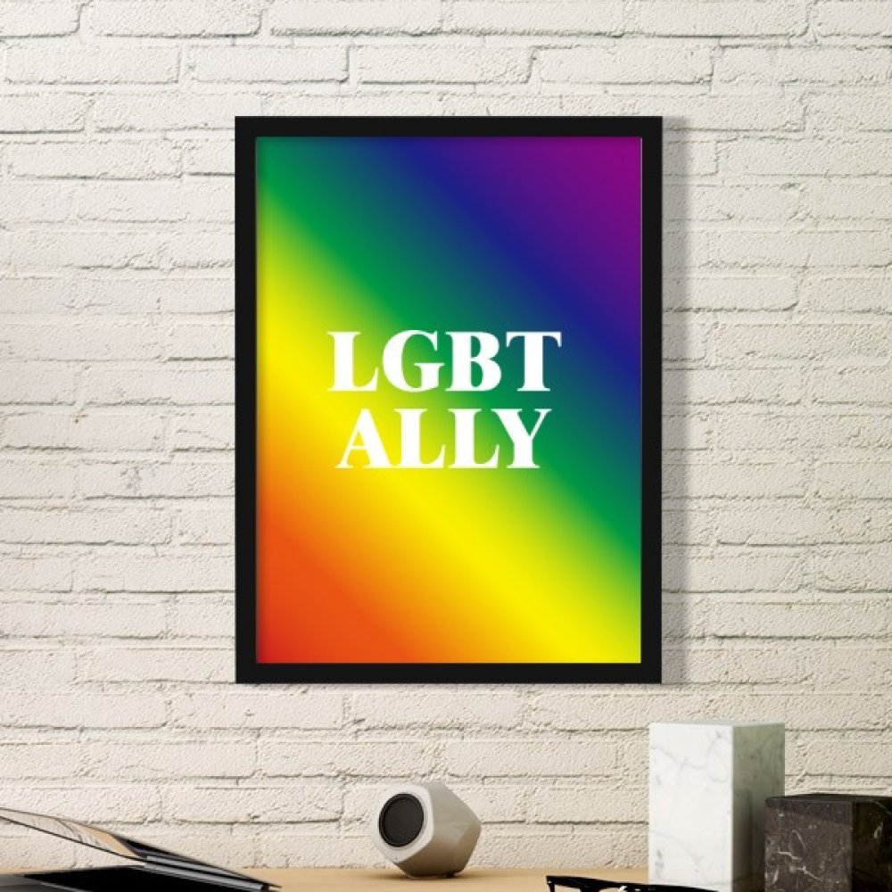 Impression LGBT arc-en-ciel cadre noir de qualité supérieure art mural