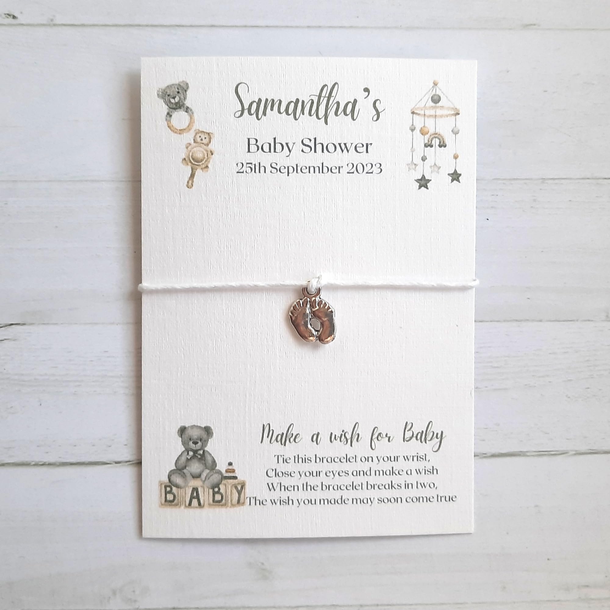 Love To Cherish Wishing Bracelet Personalised Baby Shower Thank You Favour/Gift - Neutral Nursery Wish Bracelet for Baby Girl or Boy - UnisexShower (20)