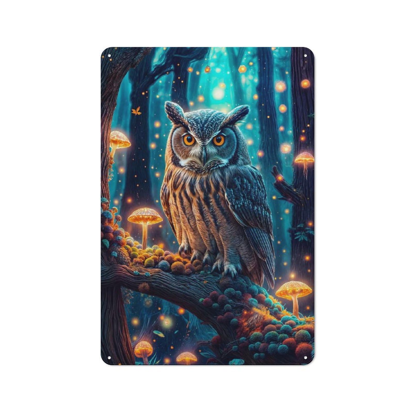 Junmoney Mystical Owl Tin Sign 30X20cm For Bar Or Restaurant, Retro Wall Decor, For Restaurant Interior Fans