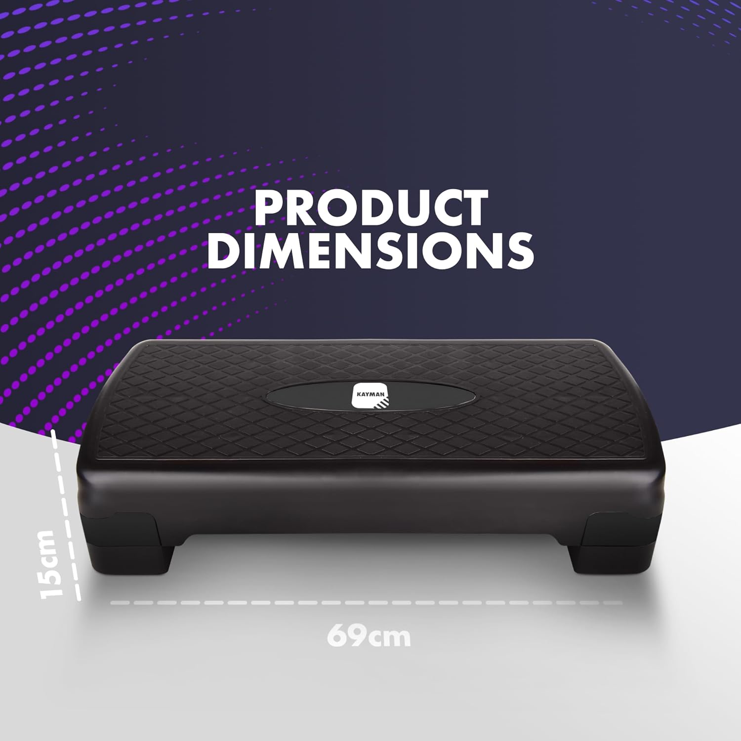 Exercise Steps – Fitness Stepper for Home & Gym, Suited for Aerobics, Cardio, Weights, Yoga, DVD Workout – Adjustable 2 Step Level Heights (10,15 cm) – Perfect Equipment Accessory Set