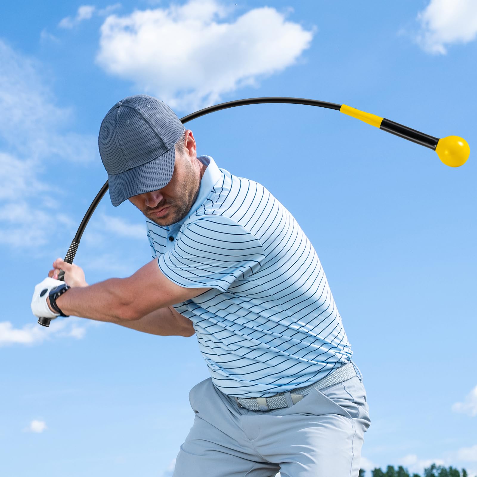 COSTWAY Ayuda para Entrenamiento del Swing de Golf, Palo de Práctica con Cabeza Pesada