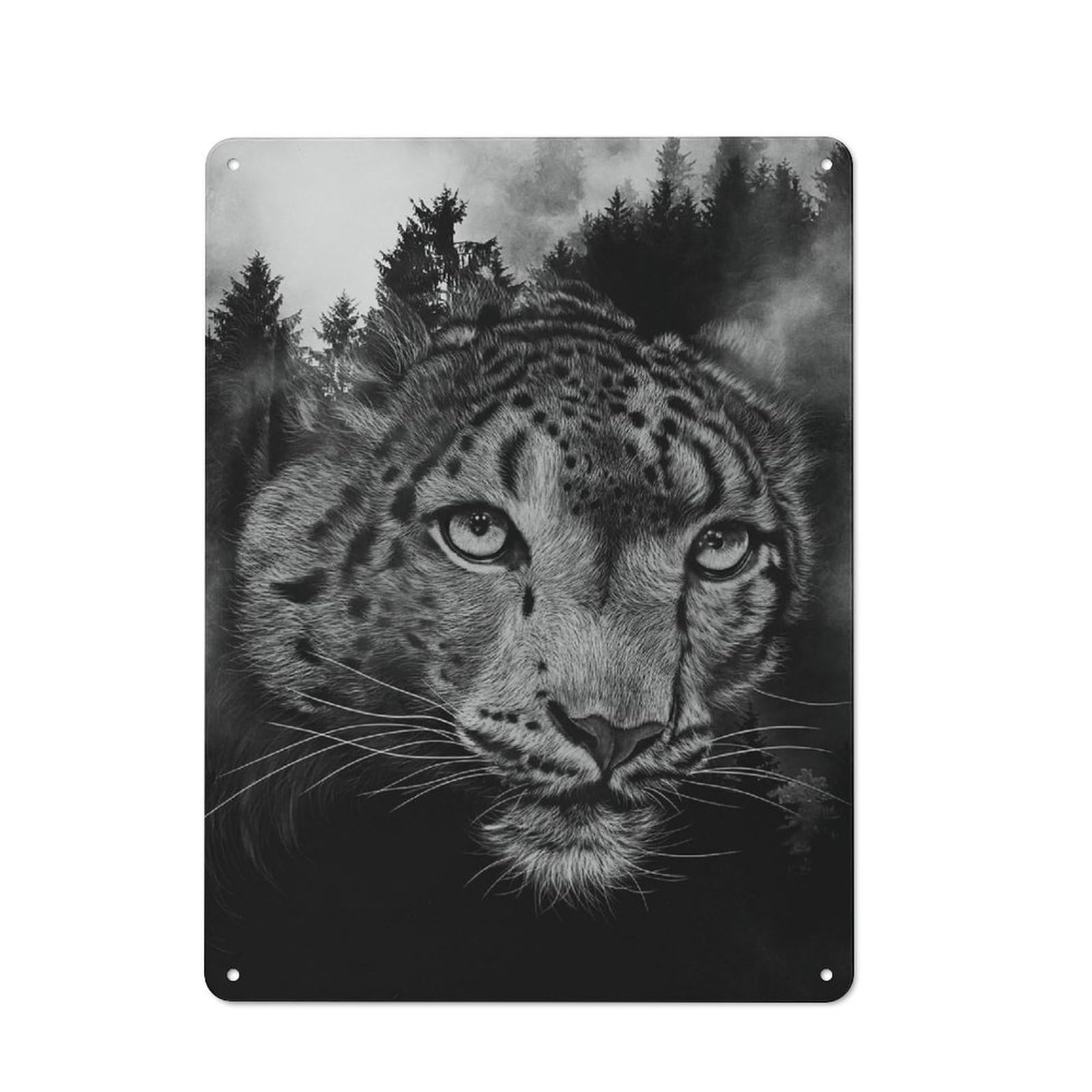 Junmoney Style-1 Leopard Retro-Style Tin Wall Plaque 40X30cm For Café Or Home Bar, For Themed Interiors In Cafés And Home Bars