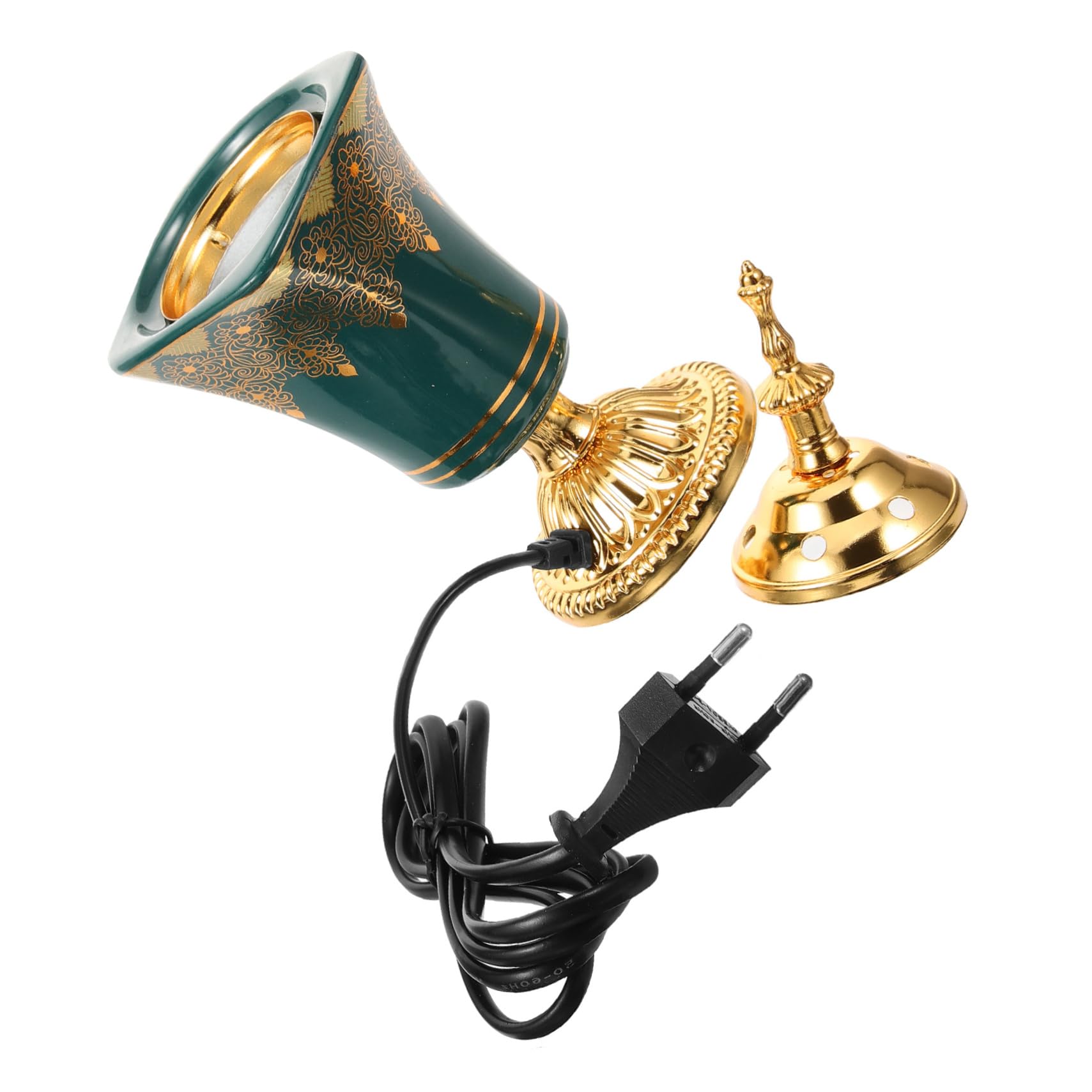 STOBAZA Elektrischer Weihrauch Räuchergefäß aus Keramik mit Eu 220v Stecker Grüner Antiker Arabischer Stil für Aromatherapie und Stilvolle Home Decoration