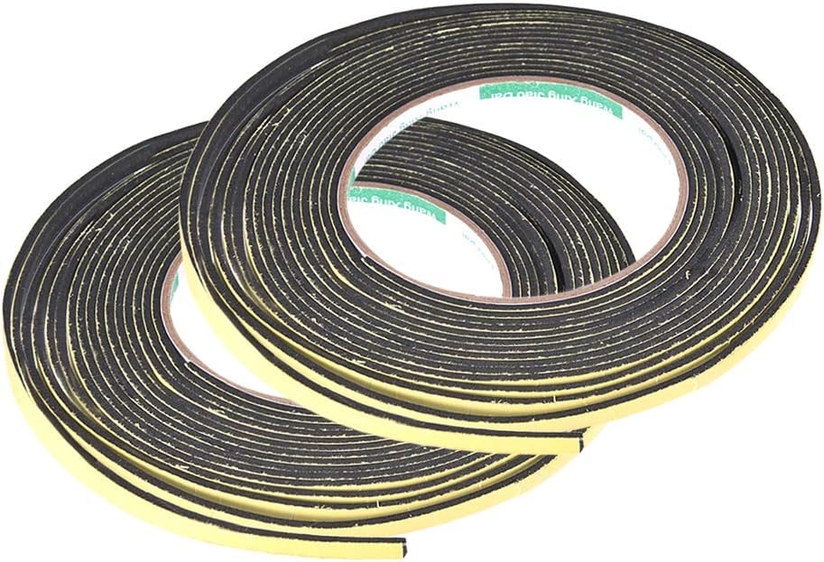 Sealing Foam Tape 5mm Wide 2mm Thick 5m/16.4ft Long, Self Adhesive Weather Strip for Window Door Insulation, Pack of 2