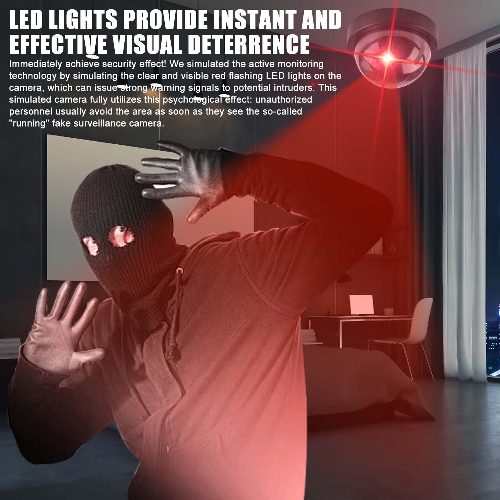 Lot de 4 Caméra Attrape : Caméra de Surveillance factice Fausse Caméra de Surveillance avec Lumière LED Clignotante - Outil de Dissuasion Visuel pour Maison, Boutique et Sécurité du Site