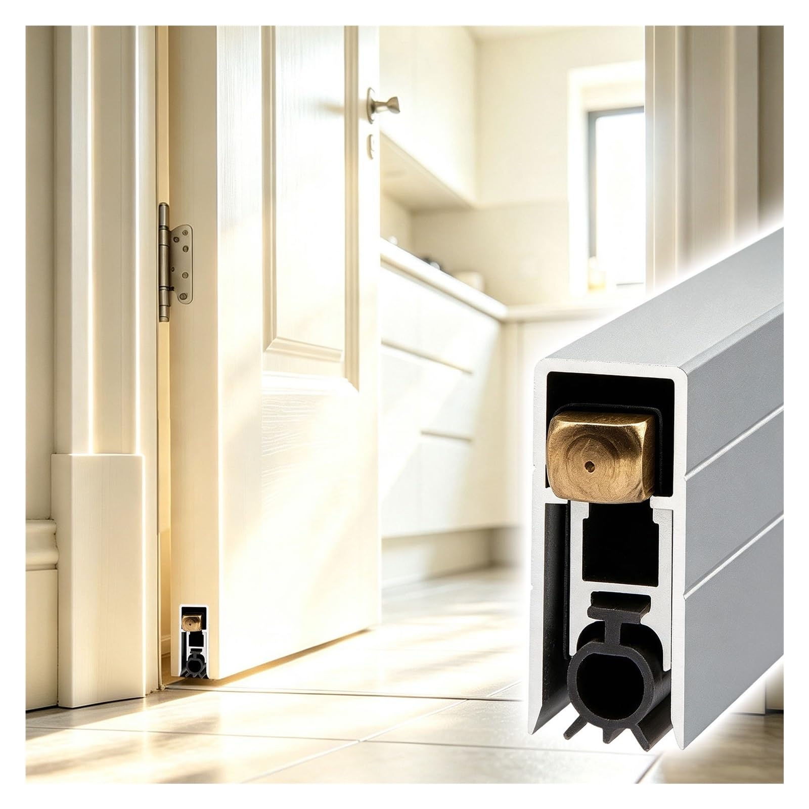 Guarnizione Porta Interna Paraspifferi Alluminio Automatico Nascosto