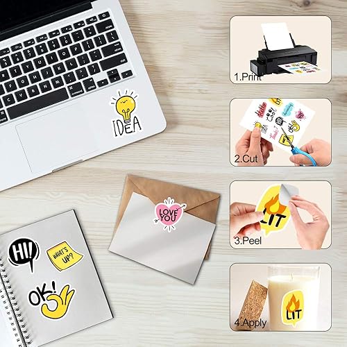 Miniatura 21 de Premium Printable Vinyl Sticker Paper,Glossy White Self-Adhesive,Waterproof Decal Paper,Dries Quickly Vivid Colors,Tear Resistant for Any Epson HP