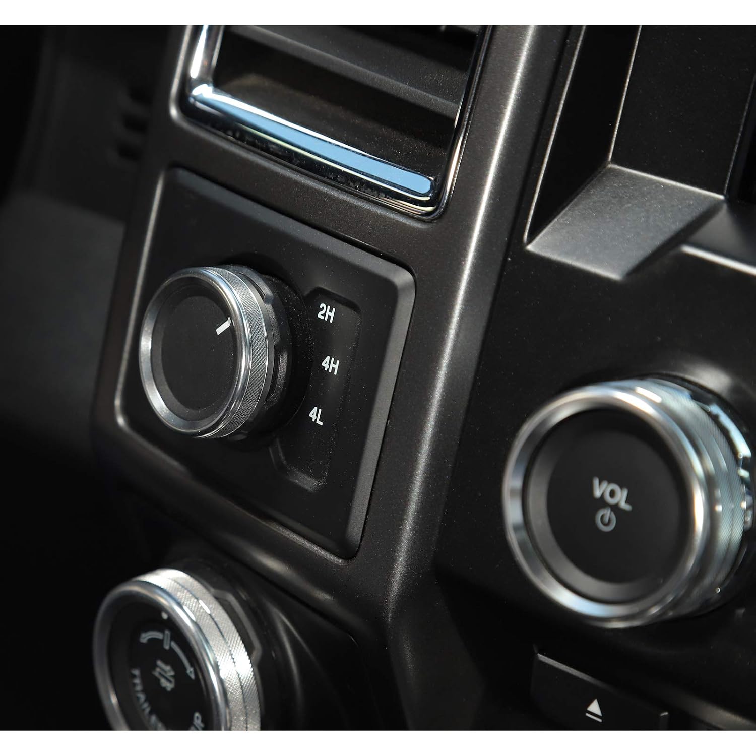 for F150 Air Conditioner Switch & Trailer & 4WD & VOL Knob Button Trim for Ford F150 XLT 2016 2017 2018 2019, Silver Aluminum, 6pcs (Not for 2021 2022)