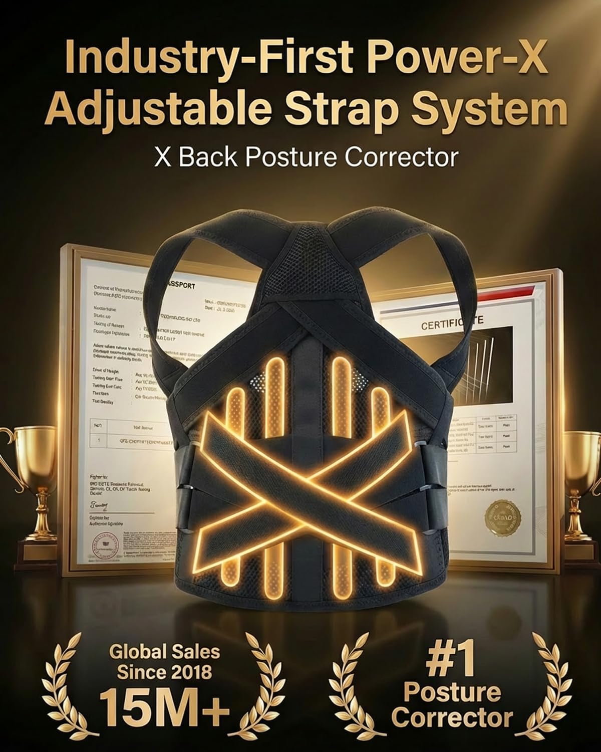 Posture Corrector for Women & Men, Back Brace Advanced Full Back Support for Upper & Lower Back Pain Relief, Spine, Neck, and Hump, X-Style Medical-Grade Lumbar Support System with Adjustable Shoulder Straightener and Breathable Design for Long Sitting and Exercises - Image 2