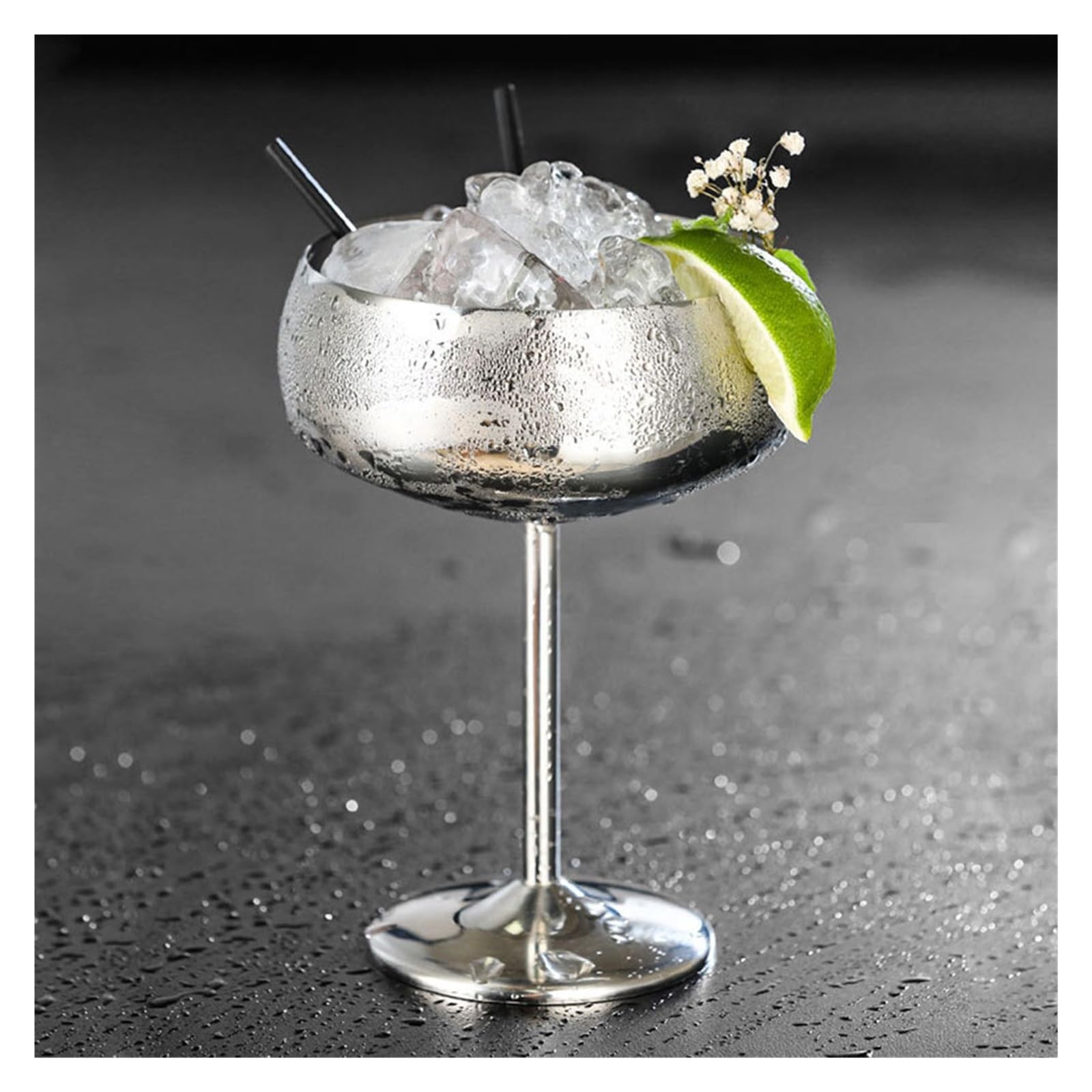 2 Stück 450 ml Edelstahl-Cocktailglas Trinkgeschirr Bar Wein Zubehör Champagner Hochzeit Wein breite Öffnung Home Party