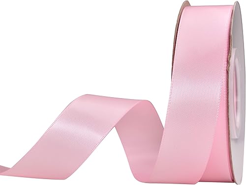 Miniatura 96 de YAMA Cinta de satén de doble cara, 7/8 pulgadas, 25 yardas para envolver regalos, color rosa