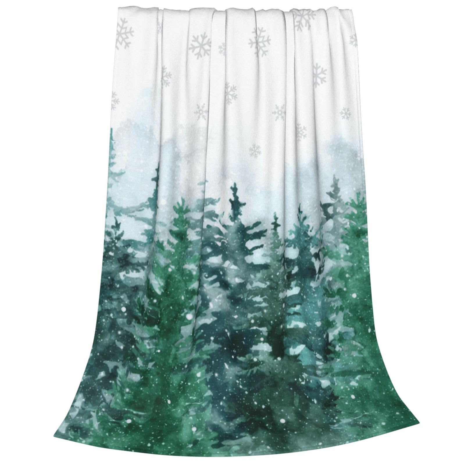 Newhomestyle Christmas Throw Blanket Pine Tree Forest, Xmas Winter Snowflake Snowy Soft Blanket, Lightweight Warm Cozy Fleece Blanket for Couch Sofa Bed Holiday Decorations 100X125cm โ image 1
