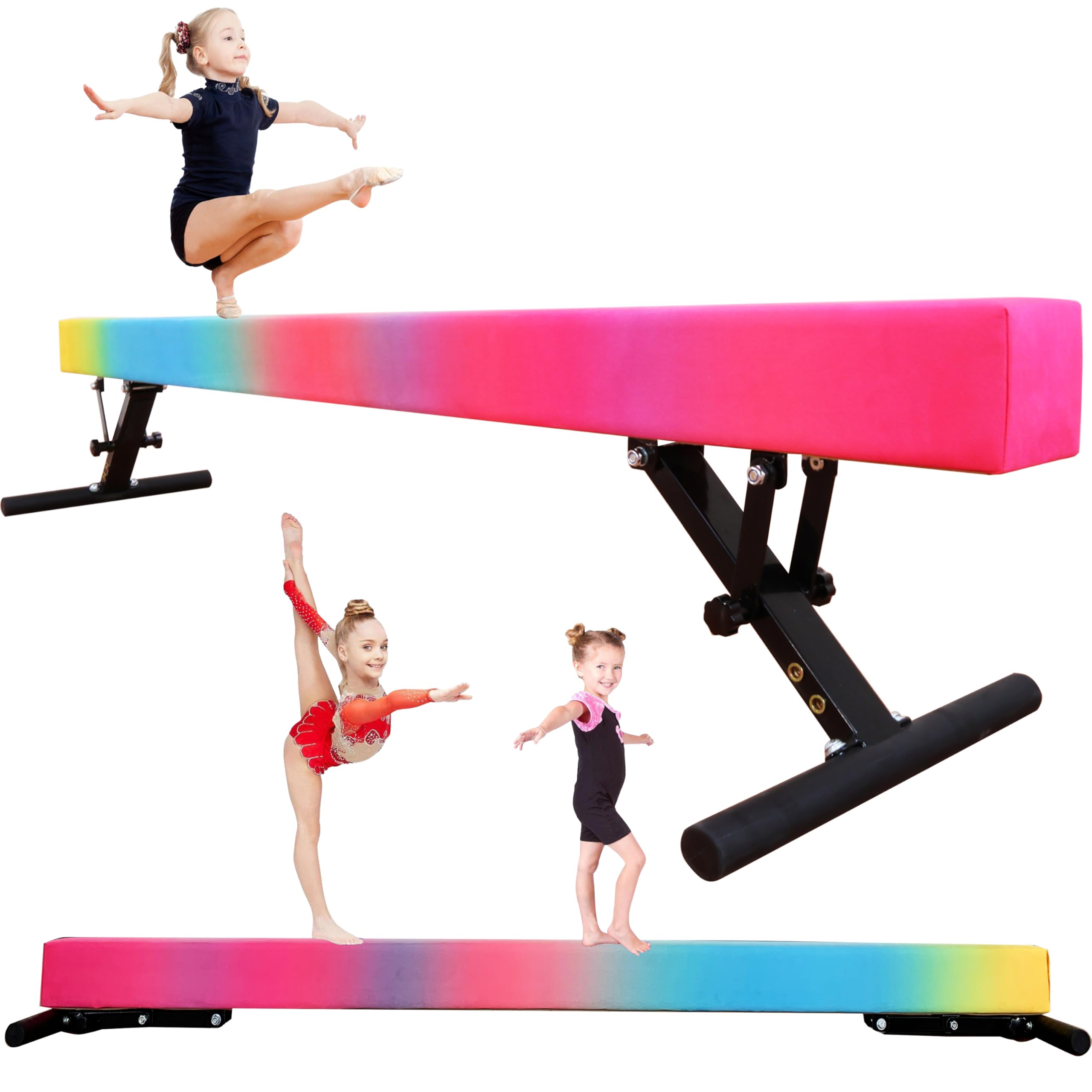 MARFULA Adjustable Balance Beam 8 ft Gymnastic Beam Adjustable Height for Kids and Teenage of All Gymnastic Levels, Gymnastic Training Beam Gymnastic Equipment for Athlete Home and Gym Club Use