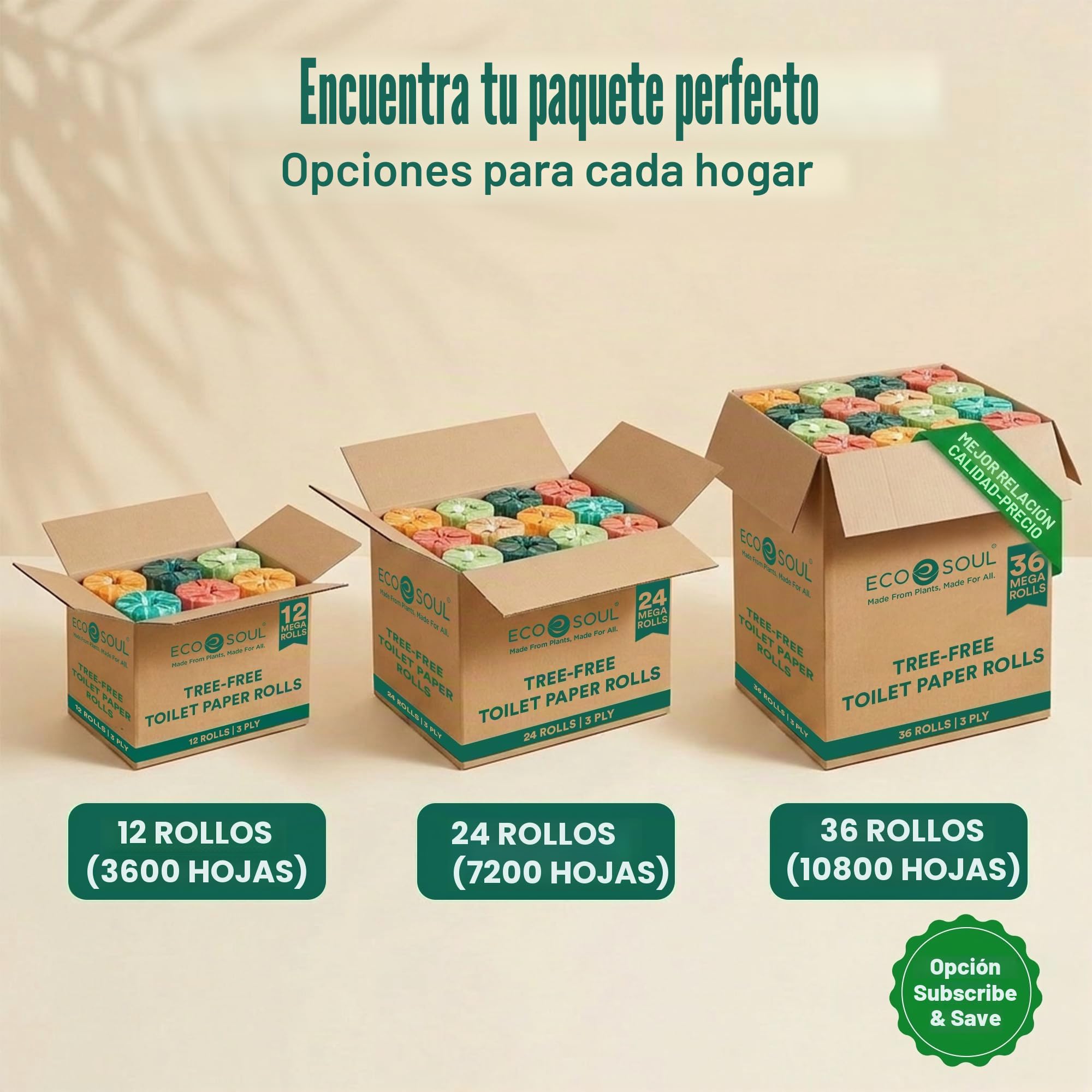 ECO SOUL Papel higiénico de bambú, 24 megarrollos, 3 capas, 300 hojas por rollo, papel higiénico ecológico y seguro para sépticos, papel higiénico sostenible, compostable, certificado FSC
