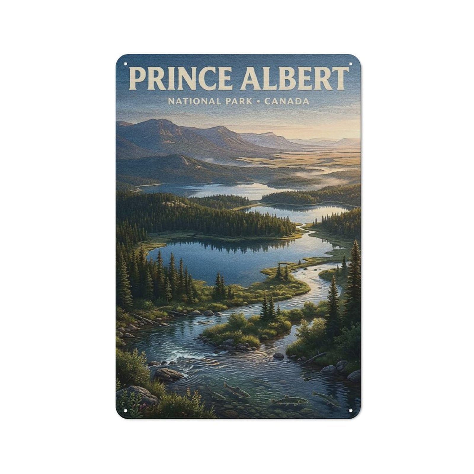 Junmoney Style-18 Metal Sign 30X20cm With Prince Albert National Park Canada For Hallway Wall, Retro Decor, Gift For Hallway Decor Lovers During The Christmas Season